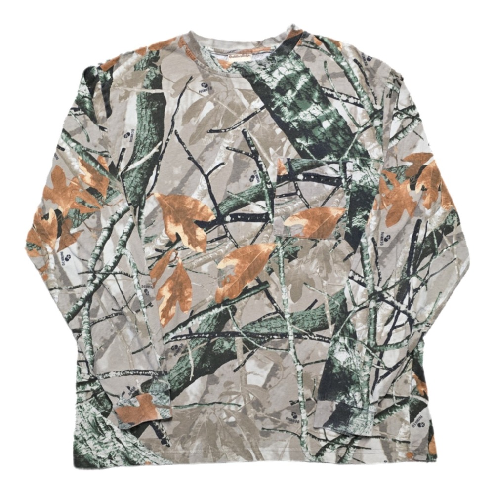 Vintage Outfitters Ridge Fusion 3-D Camo Long Sleeve Pocket T-Shirt Mens‎ L 90s